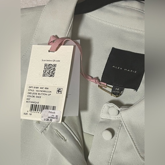 Alex Marie Women’s Jesse Long Sleeves Tie Waist Tiered Pleated Shirt Dress Sz 18 - Picture 8 of 14